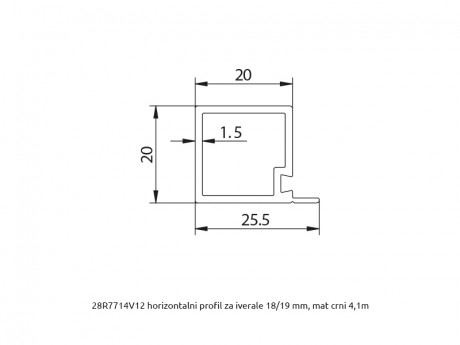 MS 20x20 horizontalni profil za iverale R7714