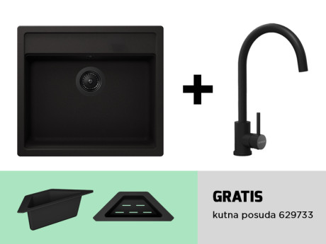 Set sudopera Nemo N-100 Nero i slavine Prima 534127S crna tuš + GRATIS posuda