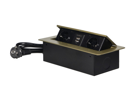 Utični element zlato 2 šuko + 2 USB