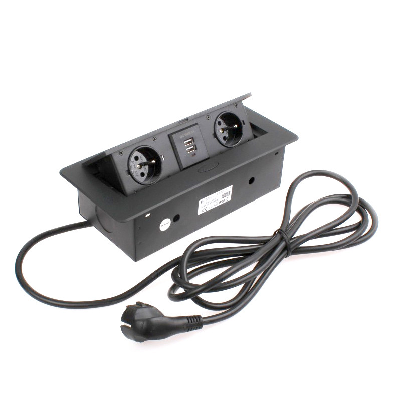 Preklopna utičnica 2 šuko + 2 USB - Utični elementi - Oprema za namještaj