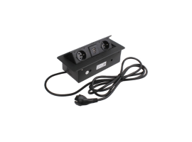 In box utičnica 2 šuko crna +1 USB A+1 USB C + 2NET
