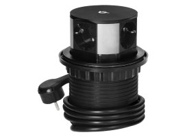 Izvlačna utičnica 3 šuko + USB A+C + bežični punjač - crna