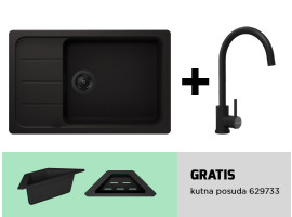 Set Schock sudopera Formhaus D-100LS Nero i slavine Prima 534127S crna tuš + GRATIS posuda
