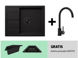 Set sudoper Manhattan D-100 Nero i slavine Prima 534127S crna tuš + GRATIS posuda
