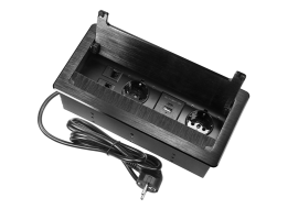 In box utičnica 2 šuko crna +1 USB A+1 USB C + 2NET