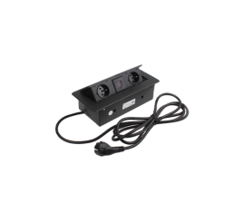 In box utičnica 2 šuko crna +1 USB A+1 USB C + 2NET