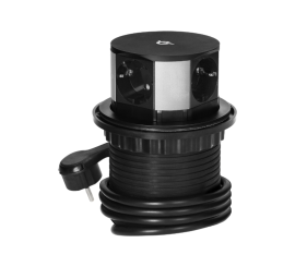 Izvlačna utičnica 3 šuko + USB A+C + bežični punjač - crna